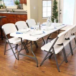 Mesa Plegable Lifetime Blanco Rectangular Acero Plástico 182 x 76 x 73,5 cm Mesa Plegable Lifetime Blanco Rectangular Acero Plástico 182 x 76 x 73,5 cm