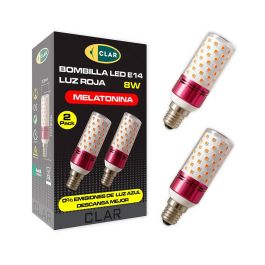 Clar Iluminación Bombilla Tubular LED Roja Melatonina, E14 8W 150 lm, Vida 25000 h, Ángulo 280°, Clase F, Pack de 2 uds Precio: 8.79000023. SKU: B16BEG5B4M