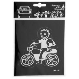 Abc ADH06681 Adhesivo Personalizable Familia Hombre Moto para Ventanas de Coche Exterior