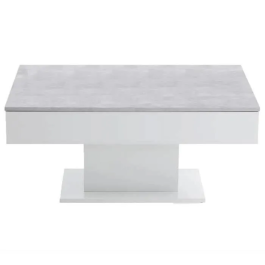 FMD Mesa Centro Bicolor Tapa Corrediza LA Gris Hormigón Blanco Brillante FMD4029494116864 L100 x H46,1 x D65 cm Fabricada en Alemania