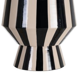 Jarrón Rayas Blanco-Negro Metal 21 X 21 X 21,50 cm