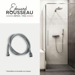 Edouard Rousseau ROU3047404026103 Manguera de Ducha 1,50m, Tuercas Metálicas, Engarces de Seguridad, Acero Inoxidable Cromado