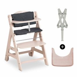 Hauck HAU1715730458756 Trona BETA+ Evolutiva Madera FSC De 6 meses a 90 kg con Arnés de 5 puntos y Ruedas, Blanqueada