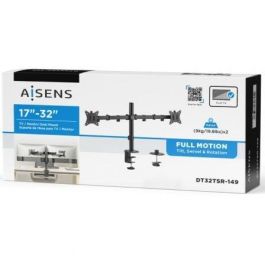 AISENS - SOPORTE DE MESA ECO GIRATORIO E INCLINABLE PARA 9KG (3 PIVOTES, 2 BRAZOS) DE 17-32, NEGRO