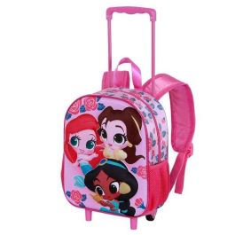 Karactermania Mochila 3D con Ruedas Pequeña Princesas Disney Flowers 26 x13 x34 cm