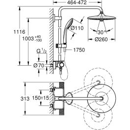 Grohe Columna de ducha con mezclador termostático Grohe Columna de ducha con mezclador termostático