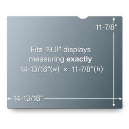 3M Filtro de Privacidad para Monitores de Escritorio PF19.0, 19", Pantalla Cuadrada 4:3, Tecnología Microlouver, Reversible Mate/Brillo