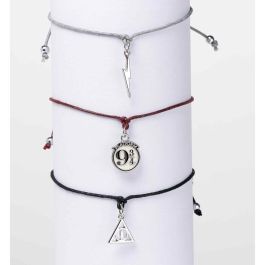 THE CARAT SHOP Set 3 Pulseras Amistad Harry Potter Reliquias de la Muerte, Plataforma 9 3/4 y Rayo, Aleación de Zinc y Nylon