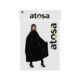 Capa Negra Larga 130 cm Para Disfraz Halloween Elegancia Misterio Vampiro Hechicero Oscuro Figura Espectral