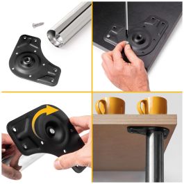 Emuca Lote de 4 patas para mesa, diámetro 60mm, H 710mm, Acero, Cromado