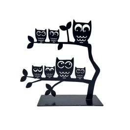 Joyero de Pie Versa Negro Metal Hierro 7 X 18 X 18 CM Familia Búhos