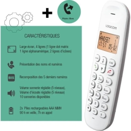 Logicom Teléfono fijo inalámbrico DECT ILOA 150 SOLO Taupe LOG3483071500100 Sin contestador automático