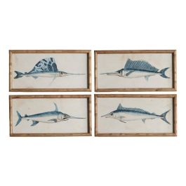 DKD Home Decor Cuadro Atlantico Azul Blanco con Pez Espada 2.8 x 25 x 50 cm (4 Unidades) Precio: 87.5000005. SKU: B14THBFGV5