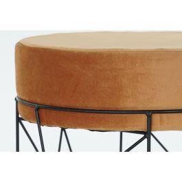 DKD Home Decor Reposapiés Terracota Negro Metal Poliester 33 x 42 x 33 cm