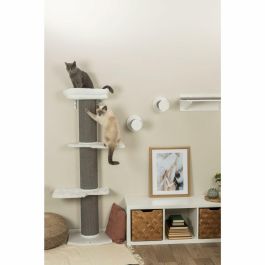 Trixie Poste Rascador de Pared para Gatos Acadia 160 cm, con Sisal y Cama Blanda de Felpa Lavable, Gris
