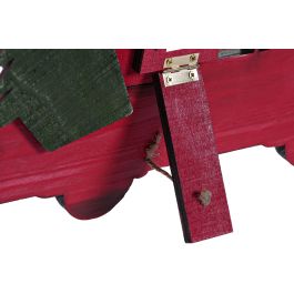 DKD Home Decor Decoración Pared Navidad Tradicional Set 4 Unidades de Madera con Coche y Oso Colores Rojo Azul Amarillo 30x20x7 cm