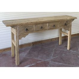 DKD Home Decor Consola Item Home Natural 178 x 85 x 38 cm Olmo Macizo 4 Cajones