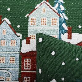 DKD Home Decor Funda Navidad Tradicional Jacquard Burdeos Verde 45 x 45 cm (4 Unidades)