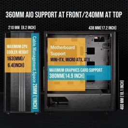 Bitfenix BIT1701162182818 Caja de PC Torre Media Sabre Mesh Formato ATX Color Negro sin Fuente de Alimentación