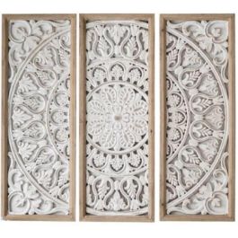 Decoracion Pared Indio DKD Home Decor Blanco Natural 2 x 120.5 x 120.5 cm Set de 3 Precio: 153.95000005. SKU: S3018996