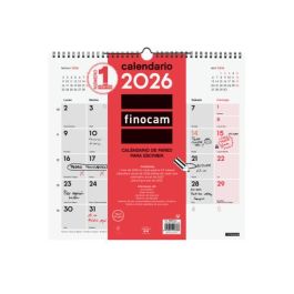 Finocam L-340x320 mm Mv Neutro Calendario de Pared 2026 para Escribir, con Espiral y Colgador, Ideal para Planificación