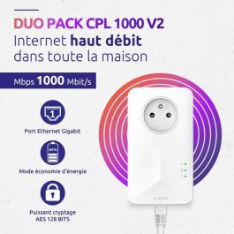 Kit CPL - STRONG - Powerline 1000 Duo - Toma filtrada - 2 adaptadores - Alta velocidad hasta 1000 Mbit/s Kit CPL - STRONG - Powerline 1000 Duo - Toma filtrada - 2 adaptadores - Alta velocidad hasta 1000 Mbit/s