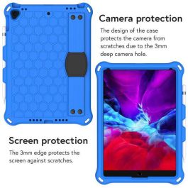 eSTUFF Funda Protectora HONEYCOMB EVA Antigolpes para Apple iPad Air 10.5, iPad Pro 10.5, iPad 10.2 con Asa, Soporte y Correa de Hombro, Azul