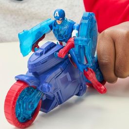 HASBRO Marvel Avengers - Capitán América con Moto Lanzaescudos - Figura de 10cm con Proyectil