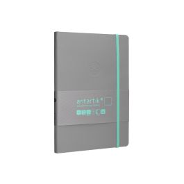 Cuaderno Con Gomilla Antartik Notes Tapa Blanda A5 Hojas Lisas Gris Y Turquesa 80 Hojas 80 gr Fsc