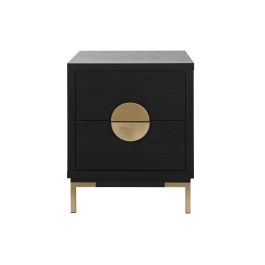 DKD Home Decor Mesita De Noche Oriental Negro Dorado 40 x 50 x 40 cm