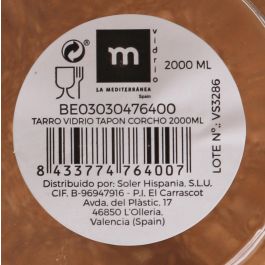 Tarro de vidrio con tapón de corcho 2000 ml - La Mediterranea (6 Unidades) Tarro de vidrio con tapón de corcho 2000 ml - La Mediterranea (6 Unidades)