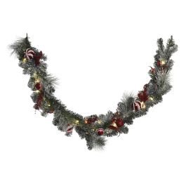 DKD Home Decor Guirnalda Navidad Tradicional con 35 LED Blanco Rojo, 180 cm, PVC, Funciona con Pilas AA (2 Unidades)