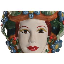 DKD Home Decor Macetero Mediterraneo Sicilia 2024 Verde Multicolor Porcelana 20 x 32 x 20 cm (2 Unidades)