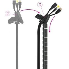 Nano Cable Organizador de Cables en Espiral Flexible Negro 3m 10.36.0003-BK Capacidad 25 mm