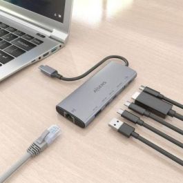 Aisens ASUC-6P030-GR Dock USB-C 6 en 1 con HDMI 4K, RJ45 Gigabit Ethernet, USB-A y USB-C 10Gbps, USB-C PD 100W, Gris