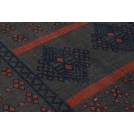 DKD Home Decor Alfombra Árabe Geométrica de Algodón Poliéster Azul Naranja 180x120 cm 715 gsm Colección Josta (2 Unidades)