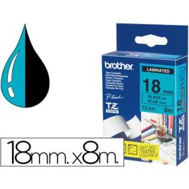 Cinta Brother Tze541 Azul-Negro 18 mm Longitud 8Mt