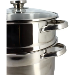 Menastyl 4615450 Cuscús de Acero Inoxidable, 10 Litros, Apto para Todo Tipo de Fuegos, Incluida Inducción