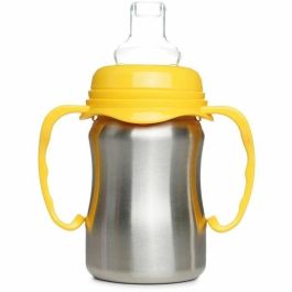 Thermobaby THE3023191861493 Vaso de Aprendizaje de Acero Inoxidable 180 ml Amarillo Mango Ergonómico Antigoteo