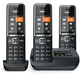 Gigaset COMFORT 550A Teléfono Inalámbrico Trio Negro con Contestador Automático y Altavoz, 200 Contactos