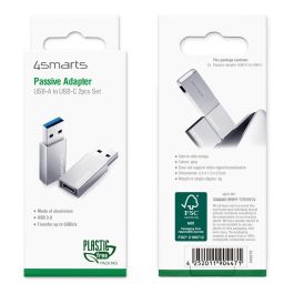 4smarts Adaptador USB-A 3.0 a USB-C 540275 (2 Piezas) Gris, Velocidad 5 Gbit/s, Bidireccional, Plug and Play