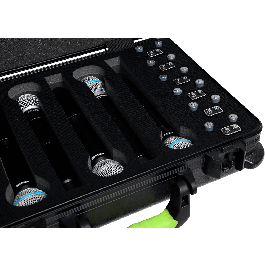 SBG Estuche de Transporte de Polietileno para 6 Micrófonos Inalámbricos con Espacio para Pilas, Cierre TSA