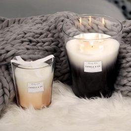 Home Deco Factory Vela Perfumada Beige Orquídea Blanca en Vaso Vidrio Cera Parafina 5 Mechas Algodón Diámetro 18 cm Altura 23 cm