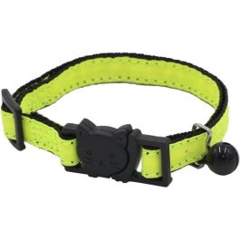 Aime AIM3281019020624 - Collar para Gato Amarillo Neón con Purpurina Dorada y Cascabel Plateado