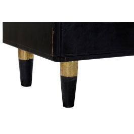 DKD Home Decor Buffet Moderno Madera Mango y Ratán Negro y Natural con 4 Puertas 150x40x65 cm