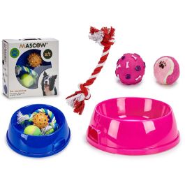 Set Comedero y 3 Mordedores Mascow - Azul/Rosa, 25x26x8 cm (12 Unidades) Precio: 73.50000042. SKU: B12PSK7X56