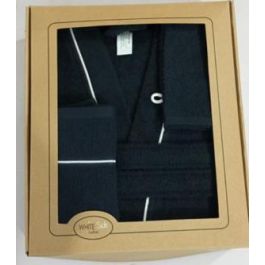 DKD Home Decor Albornoz Basicos Azul Algodon Set 2 Piezas 68 x 123 x 1 cm