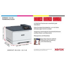 Xerox C410 Impresora Láser Color A4 40 ppm Dúplex LAN 1200 x 4800 DPI Precio: 398.69000028. SKU: B1C8P39Q53