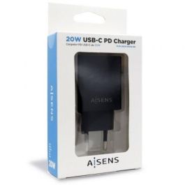 AISENS - CARGADOR USB-C PD3.0 1 PUERTO 1xUSB-C 20W, NEGRO