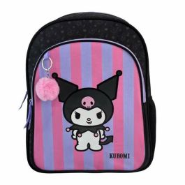 Toybags Mochila Escolar Kuromi Primaria para Niños +7 Años Doble Compartimento Adaptable a Carro con Pom-Pom 44x30x20cm